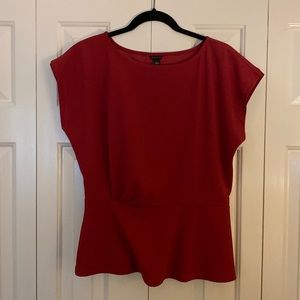 Ann Taylor maroon shirt sleeve peplum blouse size M